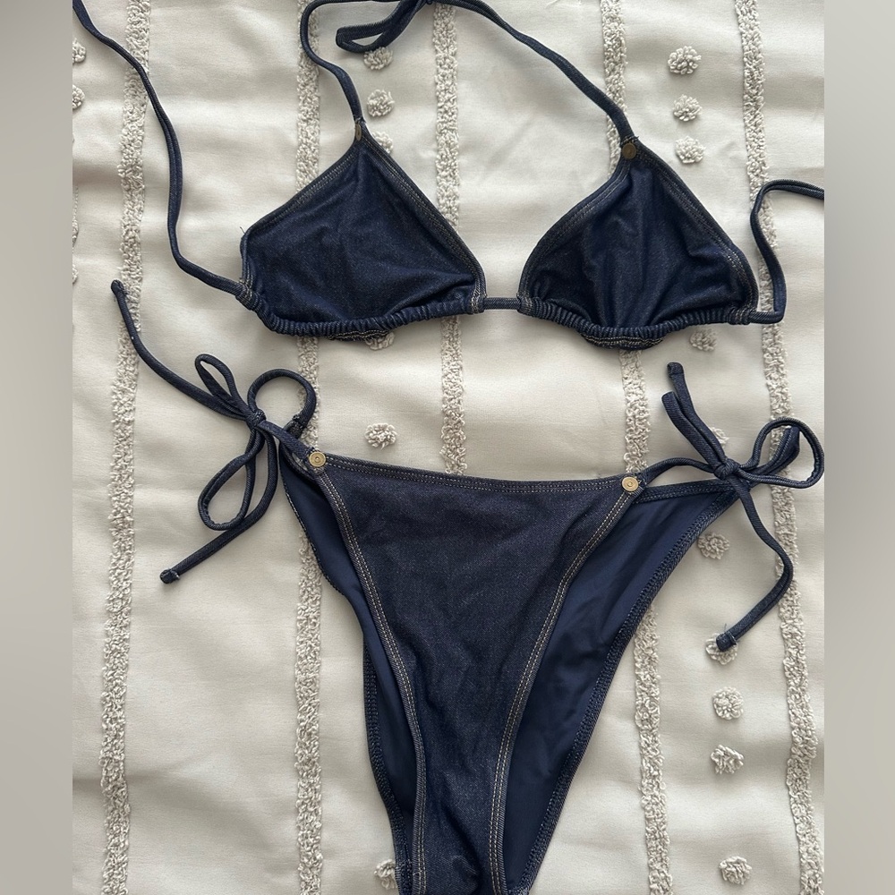 Aerie Navy denim Bikini Set